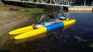 A yellow modular watercraft