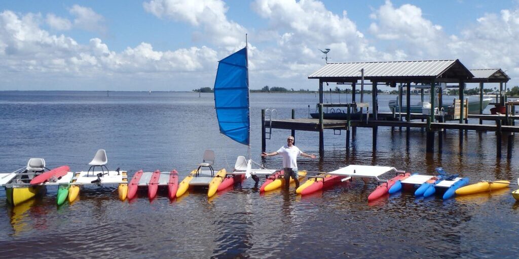 Modular fishing boats on the shore